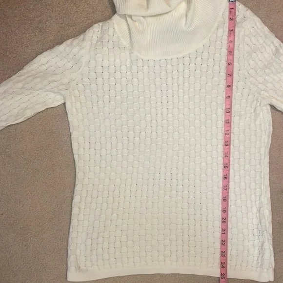 Jones Wear New York Cream Ivory Long Sleeved Turtleneck Cable Knit Sweater - Picture 7 of 10